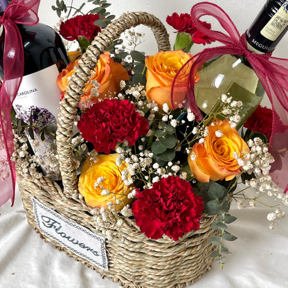 Wine Flower Basket